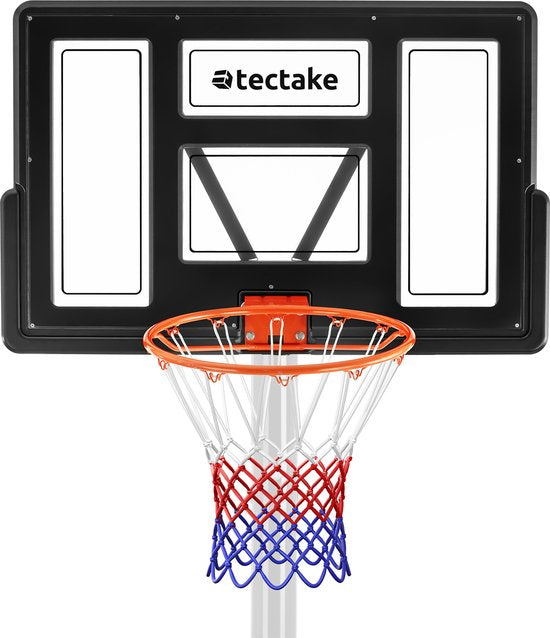 tectake - Basketballständer 230-305cm Basketballring Basketballanlage mit Rollen - inkl. Ball und Pumpe