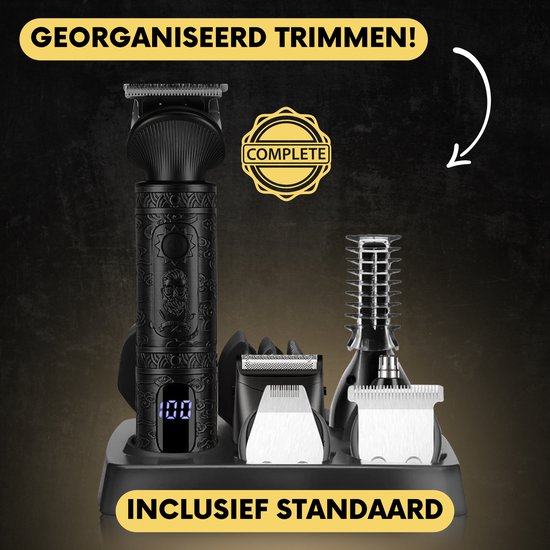 7-in-1 Barttrimmer Men + Standard - Trimmer für Bart und Körper - Inkl. 6 Aufsätze - Sansbeauté® - Body Groomer Men - Body Trimmer Men - Haartrimmer - Clippers - 0.5-15MM - Nase und Ohren - Trimmer - Bartmaschine - Multigroomer