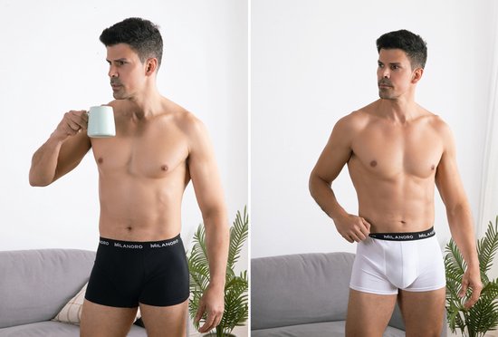 Milanoro - 10er-Set modischer Baumwoll-Boxershorts - Schwarz - XXL