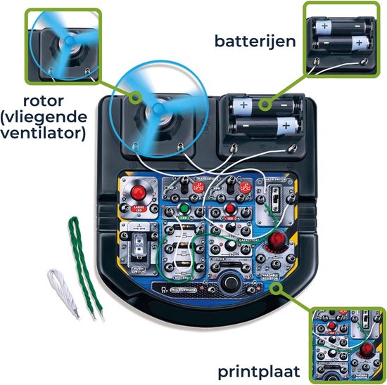 Velleman Elektronisches Projekt-Kit für Kinder ab 8 Jahren, entdecken Sie die Grundlagen der Elektronik mit 18 spannenden Experimenten, pädagogischen und interaktiven Spaß, LED, Lüfter und Sound