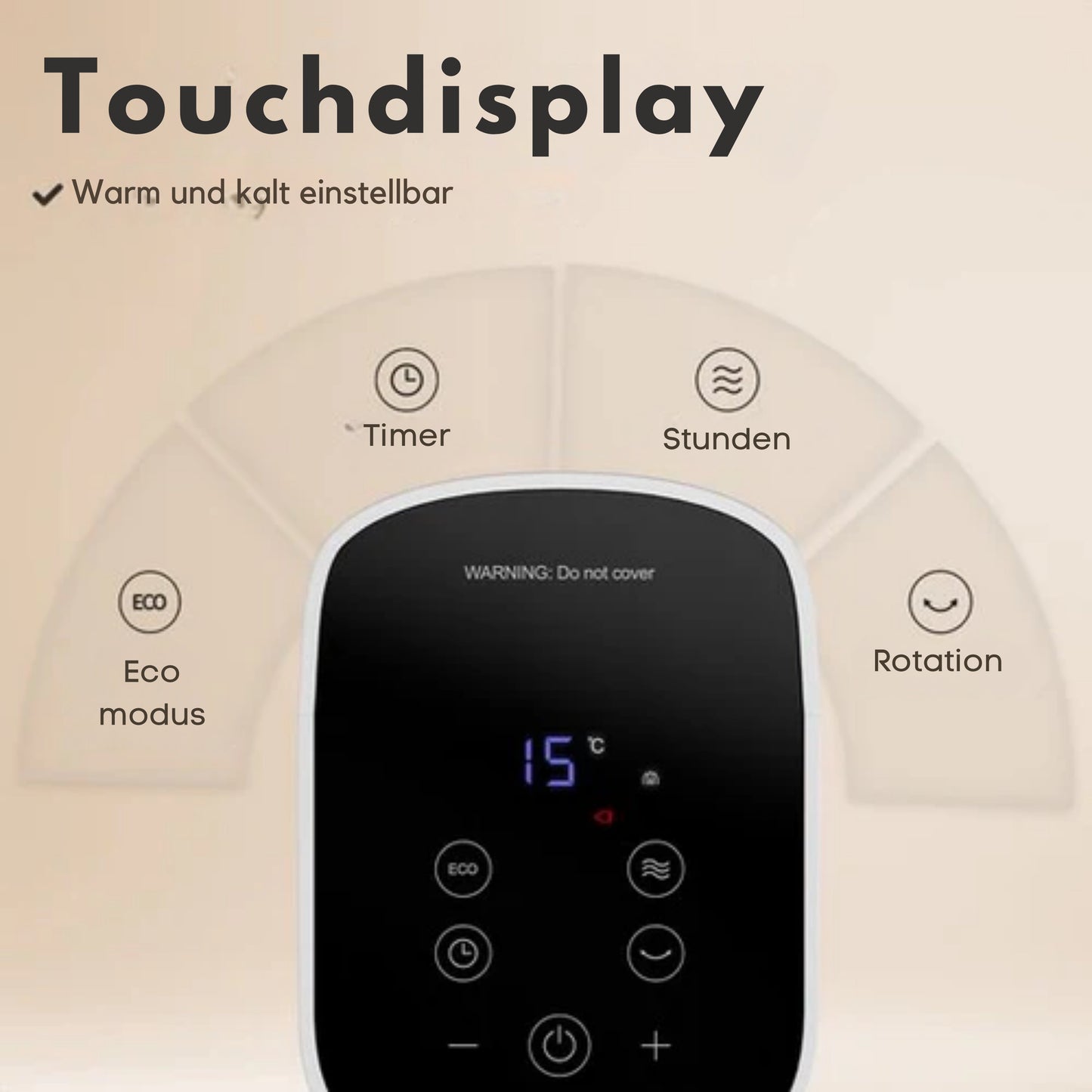 Auronic Turmheizlüfter - Keramik-Heizlüfter - Touchscreen & Fernbedienung - 2200W Heizleistung - Weiß