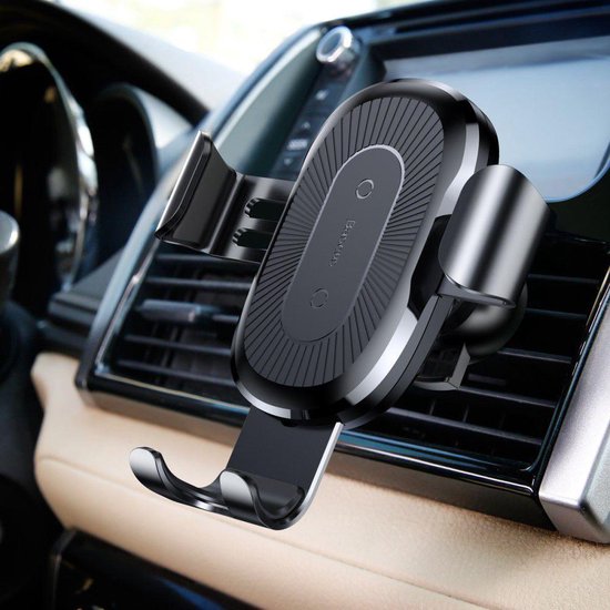Baseus Schwerkraft Autohalterung Autohalterung + Qi Wireless Charger Silber