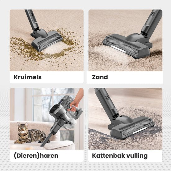 Auronic - Stabstaubsauger kabellos - 220 Watt & 23 kpa Saugleistung - Ausgestattet mit Extra-Akku und waschbarem Hepa-Filter - Bis zu 100 Minuten Betriebszeit - Grauer Kunststoff und Metall