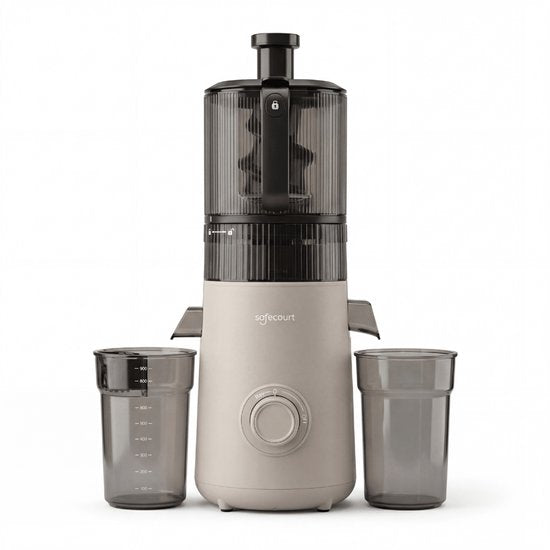 Safecourt Kitchen Slow Juicer XXL - leistungsstarker Motor [Vorschneider & Kaltpress-Technologie] - einfache Reinigung - BPA-frei - Entsafter Beige