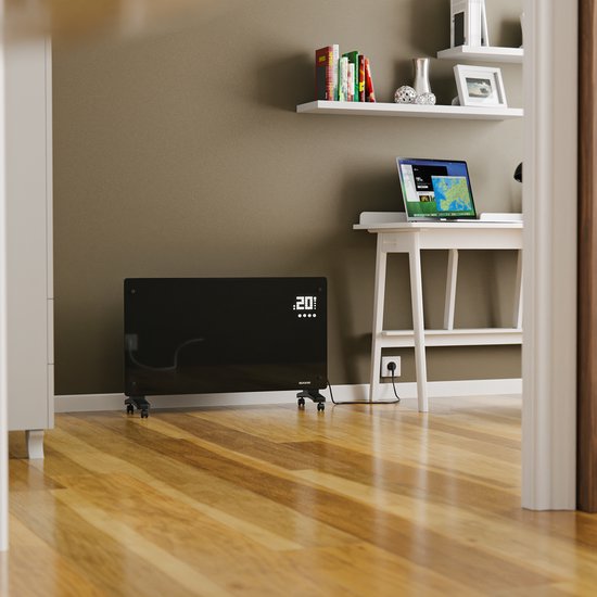Auronic Electric Konvektor-Heizung - Mit Thermostat und Fernbedienung - Glasheizung - 2500W Heizung - Schwarz