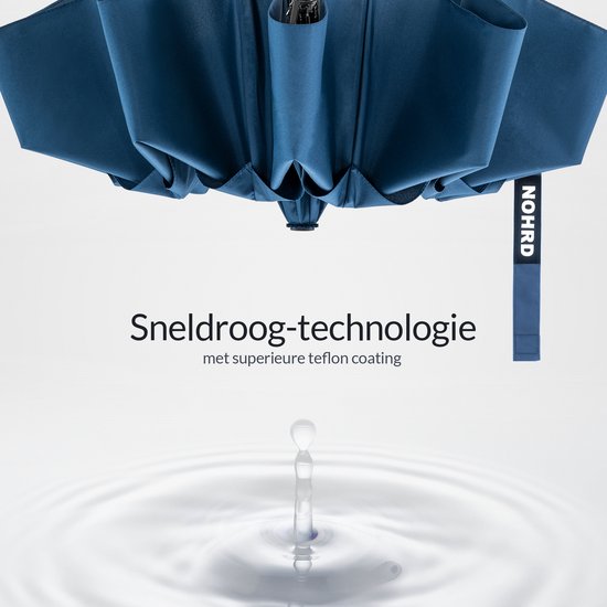 Nohrd Sturmschirm - Blau - Regenschirm faltbar - Winddurchlässig - 140 km/h - Sturmschirme - Automatisches Auf- und Zusammenfalten - Regenschirme - Inkl.
