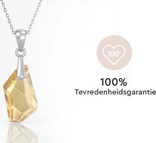 Yolora Damen-Halskette mit Tropfen-Anhänger und Kalpa Camaka Kristall - Farbe Silber - 18K Weißgold vergoldet - Geschenkverpackt