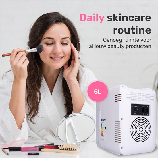 Soft & Silky Skincare Kühlschrank - Inkl. Roller - Mini - Make-up Organizer - Kosmetik & Hautpflege - Weiß