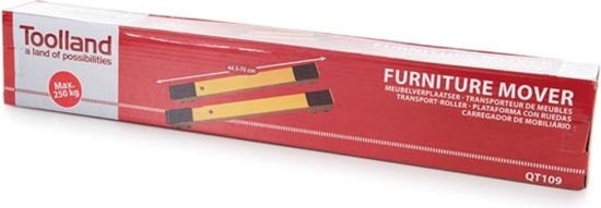Toolland Ausziehbare Möbelrollen, 2-teilig, ausziehbar von 44,5 cm auf 70 cm, Tragfähigkeit 250 kg