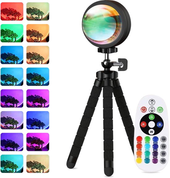 Sunset Lamp - inkl. App und Fernbedienung - Tiktok Projektionslampe - Stimmungsprojektor - Beleuchtung - 16 Farben - Luft