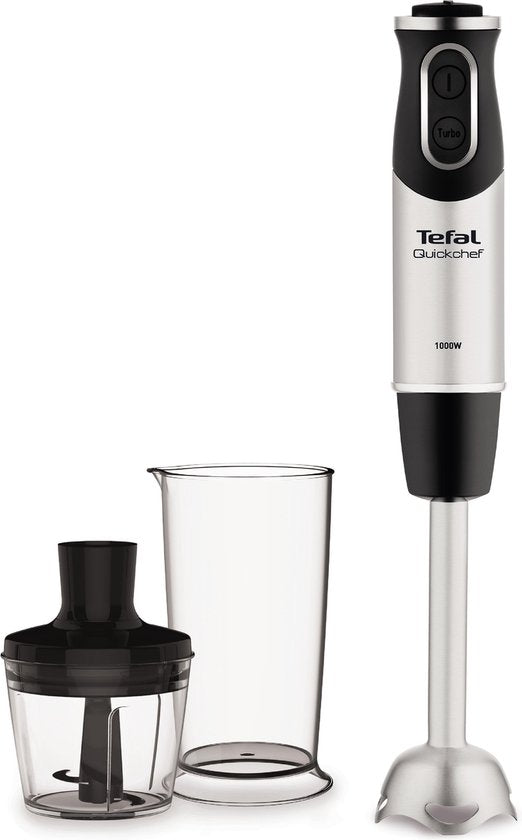 Tefal Quickchef HB6598 – Stabmixer – inklusive Mixbecher und Zerkleinerer – hohe Leistung – Silber/Schwarz – 1000 W