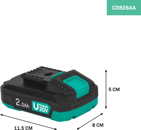 VONROC Akku 20V - 2.0Ah - Mit b-direktionalem USB-C Anschluss - Akku und Powerbank in einem - kompatibel mit Power Delivery (PD) - Geschützt mit Electronic Cell Protection