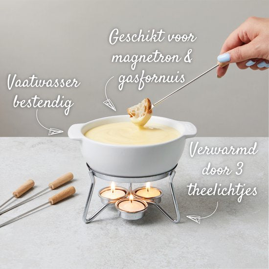 Boska Käsefondue-Set Party - mikrowellenfest - Keramik - Weiß - 750 ml