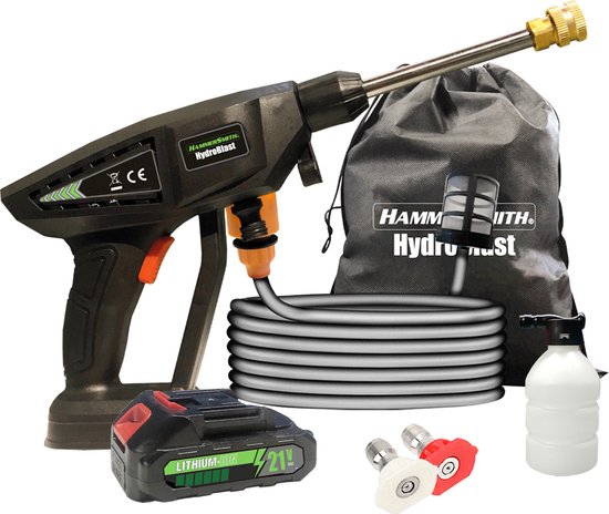 Hammersmith HydroBlast 2-in-1-Autowaschpistole – Kabellose Drucksprühpistole mit wiederaufladbarem Akku für die Garten-, Fahrzeug- und Außenreinigung – Leistungsstarke Sprühpistole