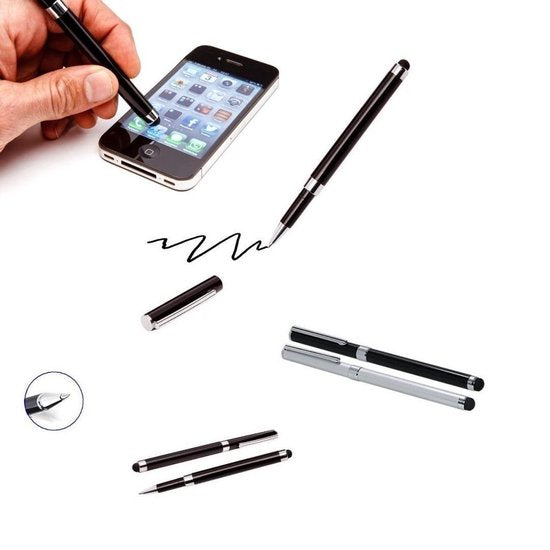 Stylus-Stift | 4er-Set | 2-in-1-Stift | Schwarz & Silber | Multifunktional