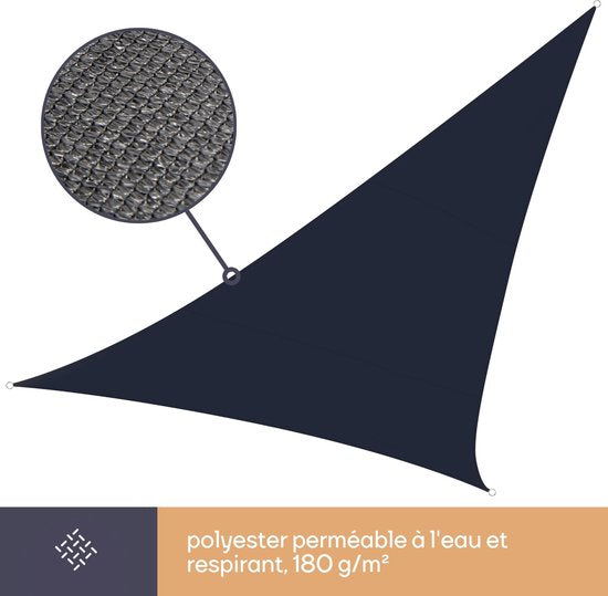 Perel Schattentuch, wasserdurchlässig, luftdurchlässig, 3,6 x 3,6 x 3,6 m, 180 g/mÂ², HDPE, Dreieck, dunkelgrau