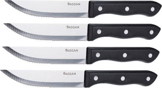 4x BBQ Steakmesser Set Edelstahl silber 33 cm - Messerset