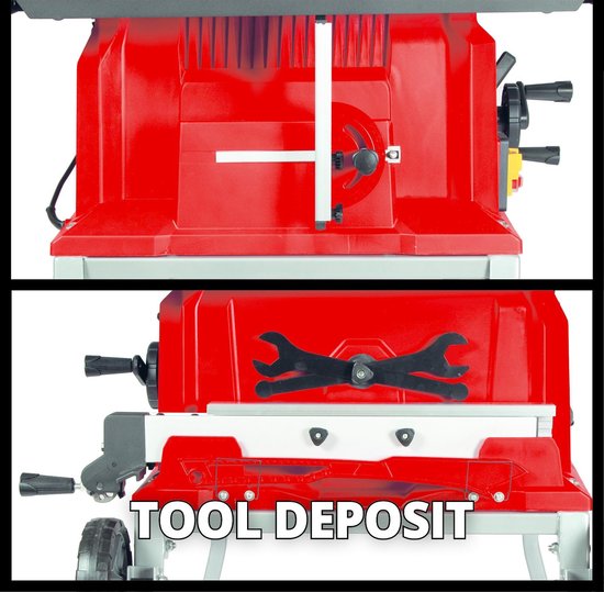 Einhell Elektrische Tischsäge TE-TS 250 UF – 2000 W – Ø 250 mm – Zusammenklappbares Untergestell mit Rollfunktion – Inkl. Sägeblatt mit 48 Zähnen