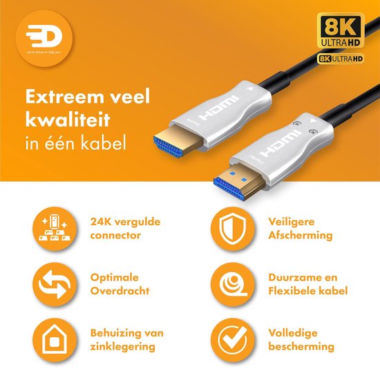 Drivv. Premium HDMI Kabel 2.1 - AOC - HDMI Kabel 10 Meter - Ultra HD High Speed 8K - Geeignet für Xbox Serie X & PS5 - HDMI 2.1