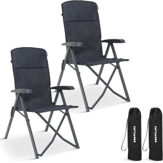 TRVLMORE Campingstühle Luxus - klappbar - 2er-Pack - 150KG Tragkraft - Inkl. Tragetasche - Klappstuhl - Campingstuhl - Klappstuhl - Grau