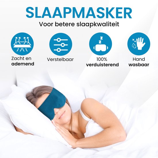 PurelyGoods® Schlafmaske - Augenmaske - 100% Verdunkelung - Schlafmaske - Männer und Frauen - einstellbar - Baumwolle - Ocean Blue