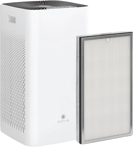 Medify Air MA-112 Luftreiniger - 855 m³/h Luftreiniger - Ionisator & HEPA H13 Filter - 4 Modi + Schlafmodus - Bis zu 342 m² pro Stunde - Gegen Heuschnupfen, Hausstaubmilben & Allergien - Weiß