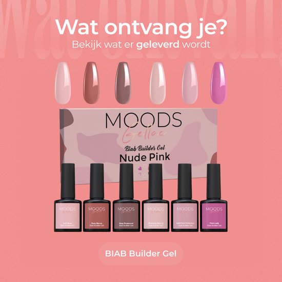 Moods Gellac BIAB - Builder in a Bottle - BIAB Nagelaufbau-Gel - Nude Pink - HEMA & TPO Frei