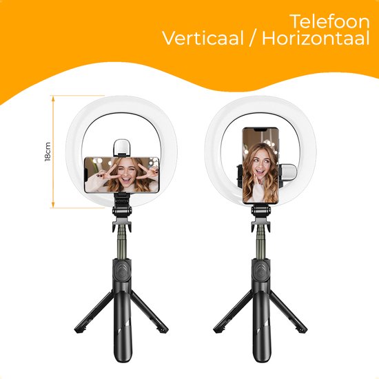 Selfie Stick 3 in 1 - Selfie Ringlicht mit Stativ Smartphone - Selfie Stick Stativ - Ringlicht mit Fernbedienung - 9 Lichtmodi - Ringlicht mit Stativ