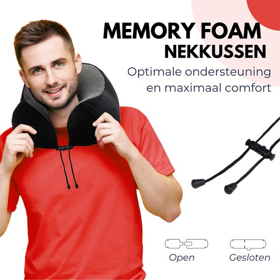 VAIVE Comfort Neck Pillow Airplane & Car - Optimale Unterstützung - Memory Foam - Reisekissen - Plus Sleep Mask & Earplugs