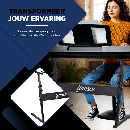 Finesse Keyboardständer - Verstellbar - Stativ - Klavierständer - Keyboardständer