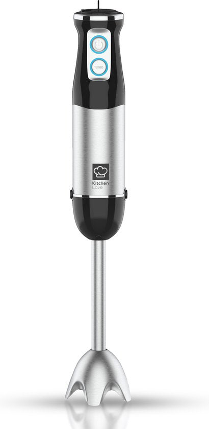 KitchenLove Stabmixer - 800W - 6 Geschwindigkeiten + Turbo - Schwarz/RVS