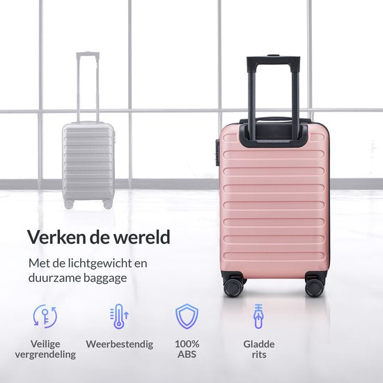Nohrd Handgepäck Koffer - Rose Gold - Reisekoffer mit Rädern - 55x35x20 cm - Handgepäck Trolley Leichtgewicht - Reisekoffer - Trolley auf Rädern - Koffer