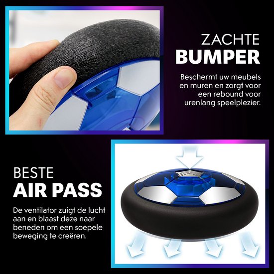 Tech Essentials Hover Ball - 18cm - Led-Beleuchtung - Wiederaufladbar - Hover - Soft Indoor Fußball - Indoor Air Toy Ball - Kinder