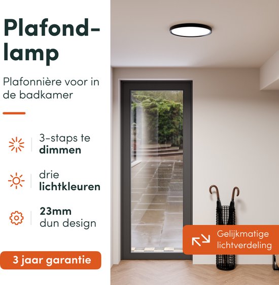 Nolt Deckenleuchte Dimmbar - Badezimmerbeleuchtung - 24W - ⌀ 30cm - Weiß