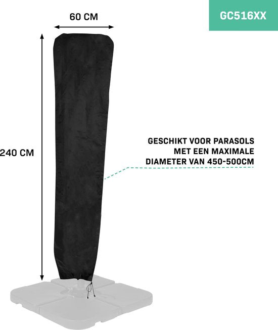 VONROC Sonnenschirmbezug L - 240x60cm - Für Stockschirme & Schwebeschirme bis zu 450-500cm - Universal & für GP513XX