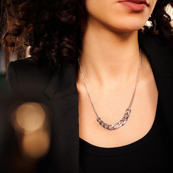 Laura Ferini Damenhalskette Romana Silber - Silberkette mit Glied - 18K Weißgold vergoldet - Halskette - Halskette - Schmuck - Accessoires - Damenhalskette mit Anhänger