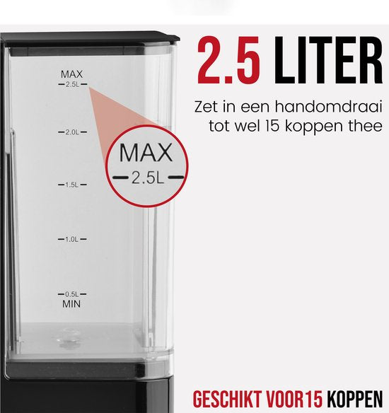DistinQ Heißwasserspender - Deluxe-Wasserkocher - 2,5 Liter - Heißwasserhahn mit abnehmbarem Reservoir - Wasserkocher