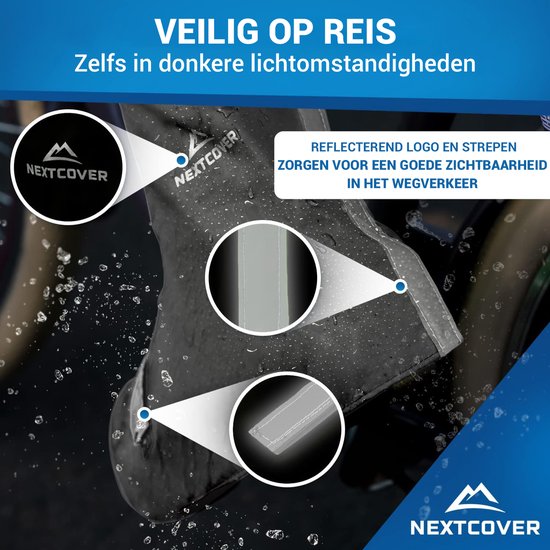 Nextcover® Überschuhe Wasserdicht | 100% Wasserdichte Regenschuhe Fahrrad | Reflektierende Schuhabdeckung Wiederverwendbar | Regenabdeckungen für Schuhe | Überschuhe | Schuhschutz | Radfahren Überschuhen