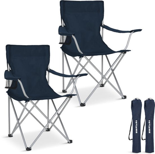 TRVLMORE Campingstühle - klappbar - 2er-Pack - 120KG Tragkraft - Inkl. Tragetasche - Klappstuhl - Angelstuhl - Campingstuhl - Klappstuhl - Blau