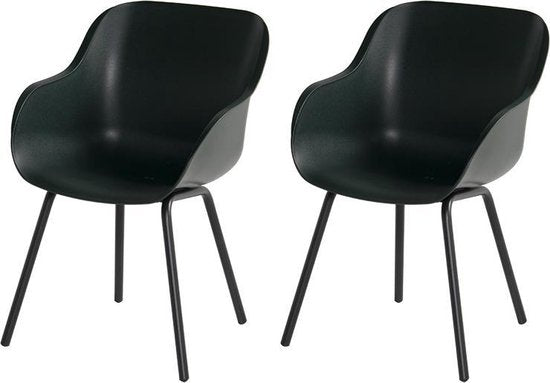 Hartman Sophie elegance Gartenstuhl - Dunkelgrün - 2er Set - schwarzes Rondo Gestell