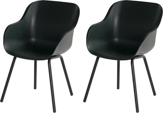 Hartman Sophie elegance Gartenstuhl - Dunkelgrün - 2er Set - schwarzes Rondo Gestell
