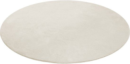 tectake® Kurzflorteppich - Rund - Ø120 cm - Creme - 1630 g/m² Florgewicht - Teppich für Wohnzimmer, Schlafzimmer, Esszimmer - Pflegeleicht und waschbar - Anti-Rutsch-Unterlage - Allergikerfreundlich - Verschiedene Größen und Farben