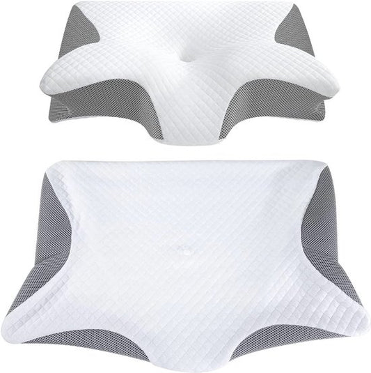 Alyze Anti-Schnarch-Kissen - Für jede Schlafposition - 60x40 cm - Kissen - Apnoe - Ergonomisch & orthopädisch - Schlaf - Schmetterling - Kopfkissen - Nackenschmerzen - Memory Foam - weiß