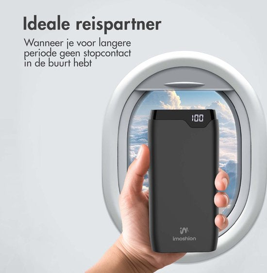 imoshion - Powerbank 20000 mAh - Schnellladegerät - 22,5W - USB-C & USB-A - geeignet für iOS/Android - Schwarz