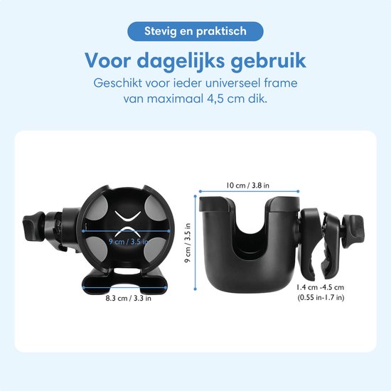 Safe Life® universal Cup Holder & Phone Holder - für Rollator, Rollstuhl, Kinderwagen & mehr