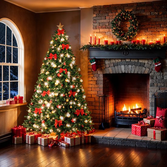 tectake Künstlicher Weihnachtsbaum - Geschlossener künstlicher Weihnachtsbaum mit biegsamen Tannenzweigen und Stahlständer - 230 cm, 1346 Nadeln - Grün, ideal für Weihnachtsdekorationen