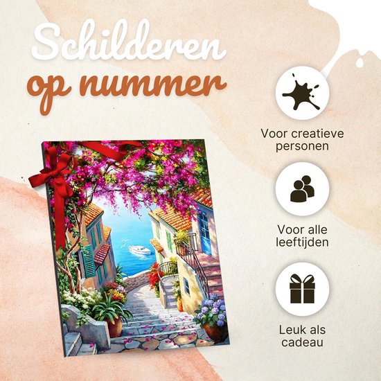 Rubye® Malen nach Zahlen Erwachsene - Seelandschaft - inklusive Pinsel - Leinwand Gemälde ohne Rahmen - Farbe nach Zahlen - 40x50cm