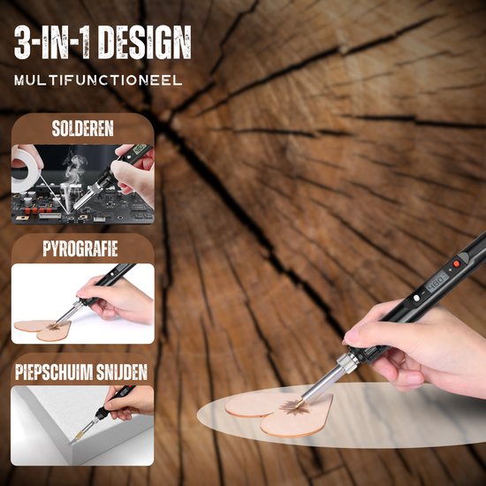 Vertrex 2-in-1 Lötkolben und Holzbrenner Set - 40-teilig - Pyrographie - Lötkolben - Lötstation - Lötset