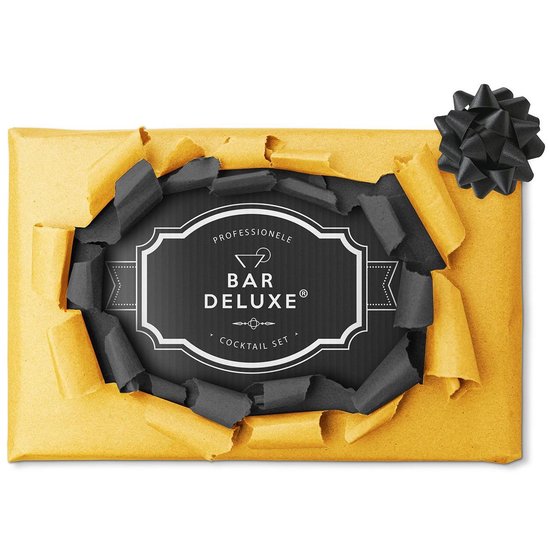 BarDeluxe® Cocktail Set - 13-teilig - Cocktail Shaker 750 ml mit Bambusständer, Rezeptbuch & Whiskey Stones - Luxus-Geschenkpaket