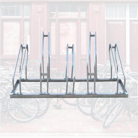 BRASQ Fahrradträger für 5 Fahrräder - Fahrradständer - Fahrradträger - Fahrradträger für Boden Inklusive Befestigungsmaterial - Silber